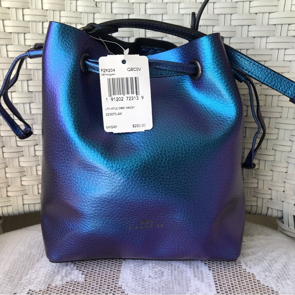 Coach NASA Hologram Iridescent Mermaid Oil Slick Leather Derby 29204
